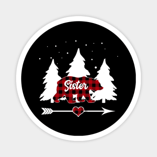 Sister Bear Buffalo Plaid Christmas Matching Family Pajama Magnet